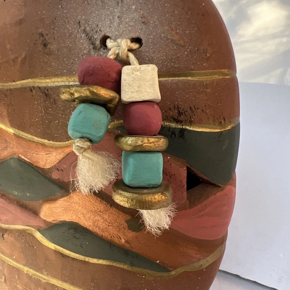 VTG Southwestern Boho Pottery Vase Terra Cotta Pierced Rustic Decor 7
